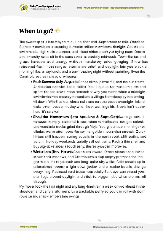 example page 3 from our offline Travel Guide for Spain