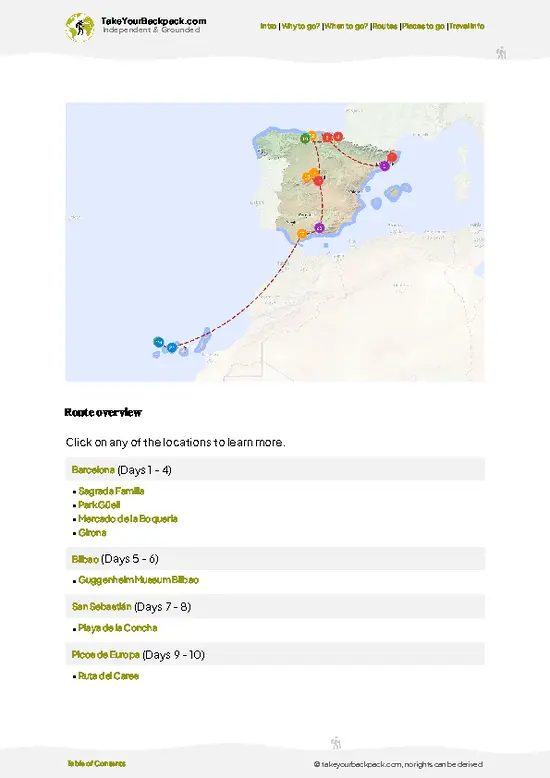 example page 4 from our offline Travel Guide for Spain