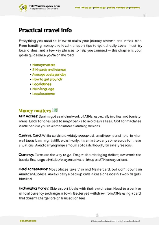 example page 7 from our offline Travel Guide for Spain