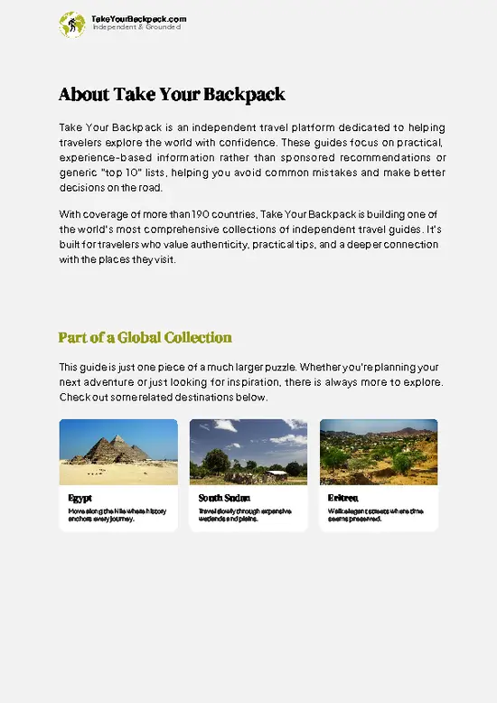example page 1 from our offline Travel Guide for Sudan