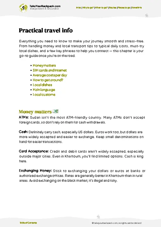 example page 7 from our offline Travel Guide for Sudan