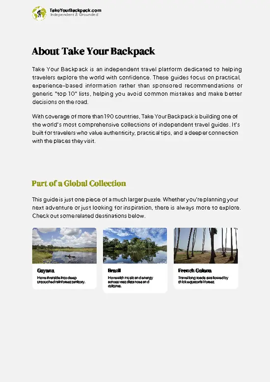 example page 1 from our offline Travel Guide for Suriname