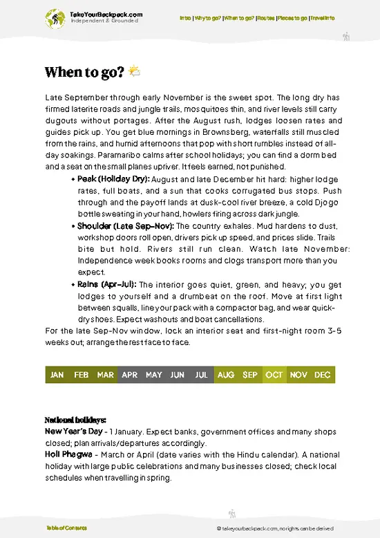 example page 3 from our offline Travel Guide for Suriname