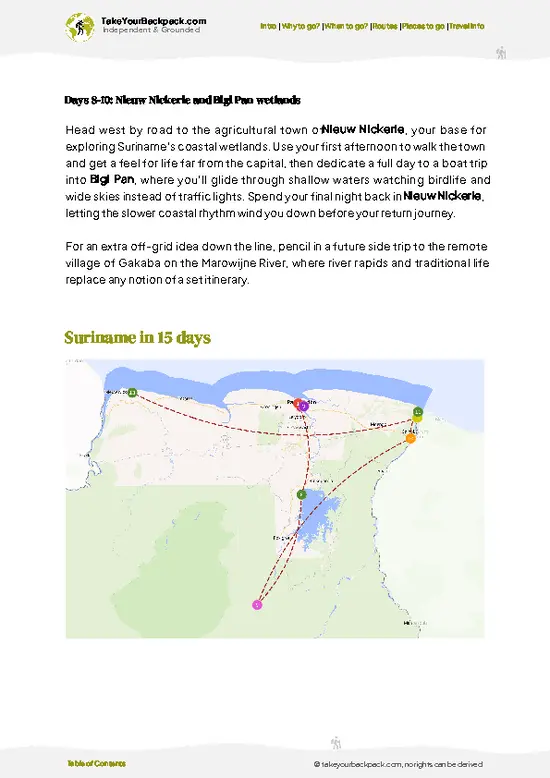 example page 4 from our offline Travel Guide for Suriname