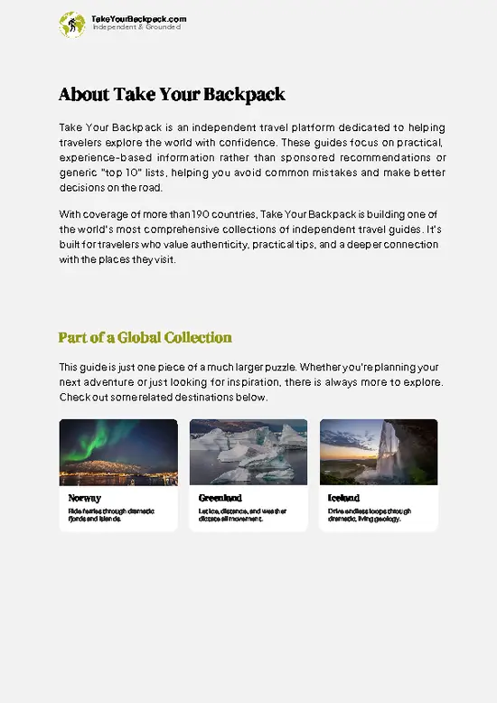 example page 1 from our offline Travel Guide for Svalbard