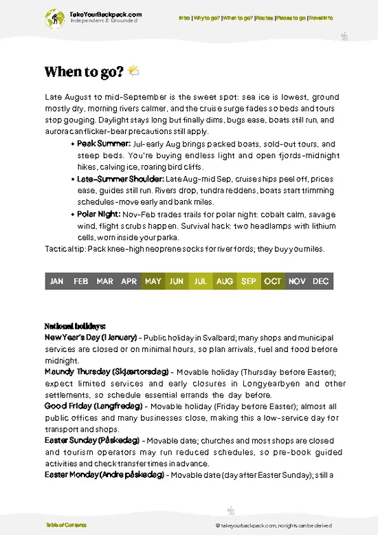 example page 3 from our offline Travel Guide for Svalbard