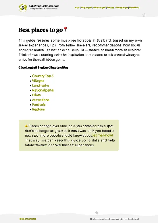 example page 5 from our offline Travel Guide for Svalbard