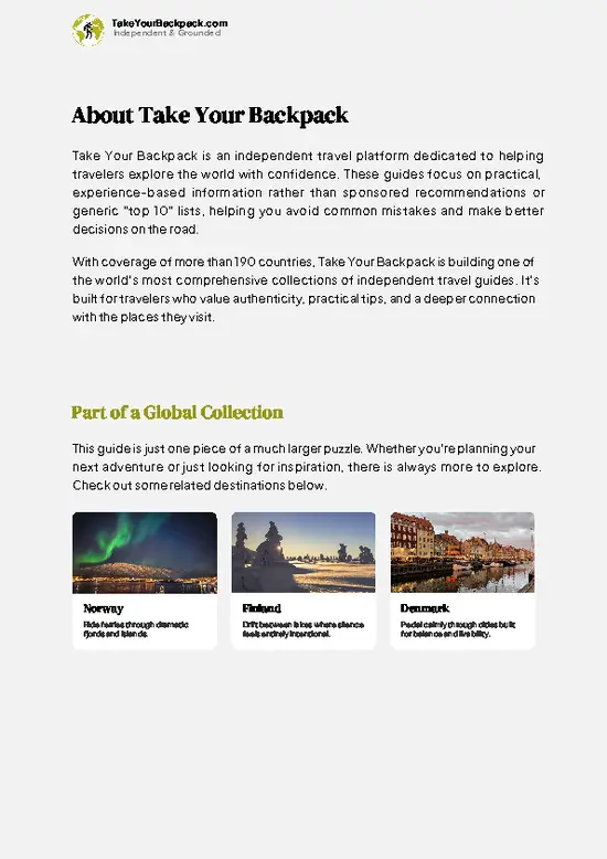 example page 1 from our offline Travel Guide for Sweden