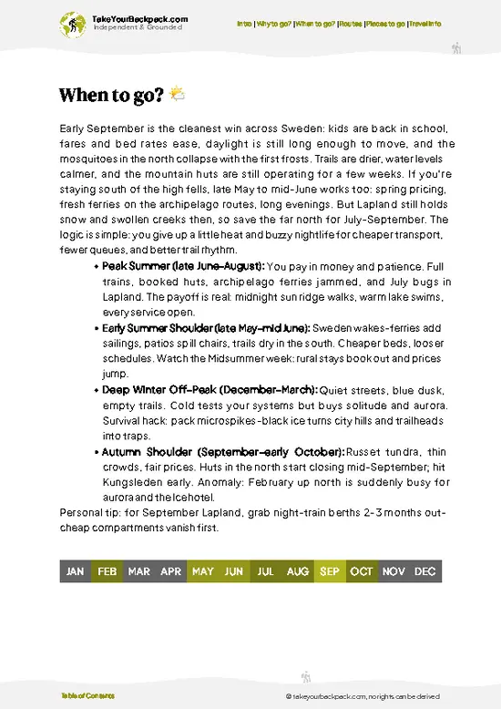 example page 3 from our offline Travel Guide for Sweden
