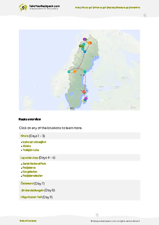 example page 4 from our offline Travel Guide for Sweden