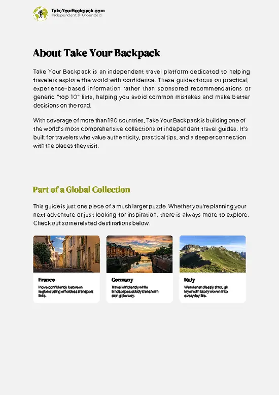 example page 1 from our offline Travel Guide for Switzerland