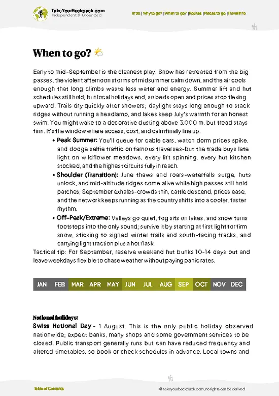 example page 3 from our offline Travel Guide for Switzerland