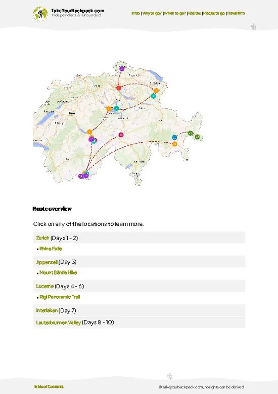 example page 4 from our offline Travel Guide for Switzerland