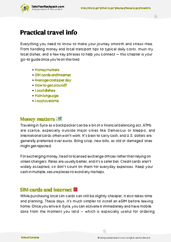 example page 7 from our offline Travel Guide for Syria