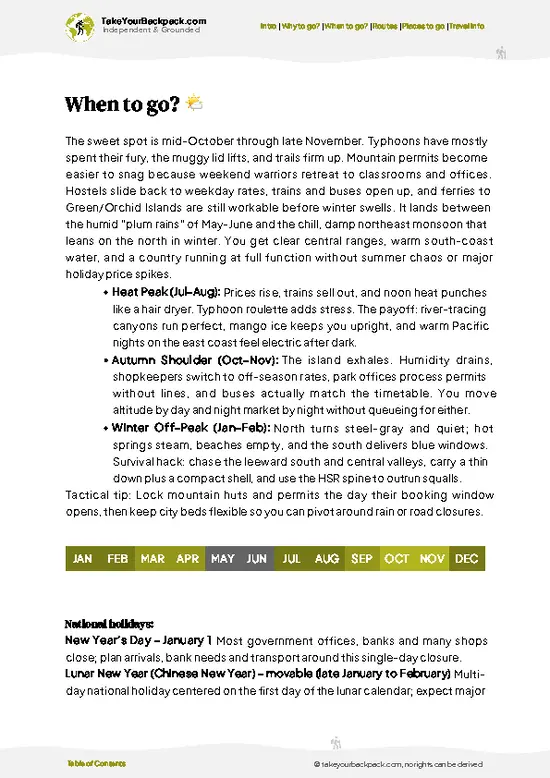 example page 3 from our offline Travel Guide for Taiwan