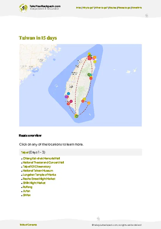 example page 4 from our offline Travel Guide for Taiwan