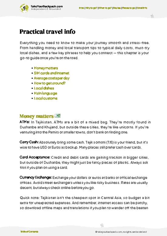 example page 7 from our offline Travel Guide for Tajikistan