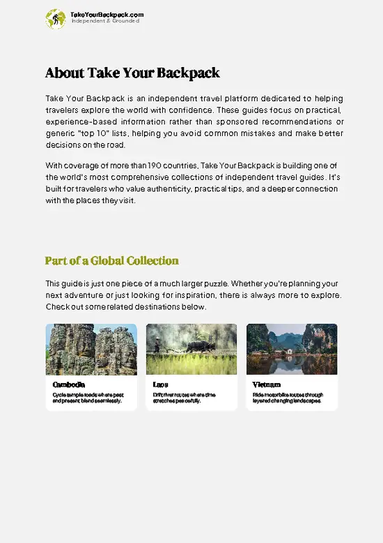 example page 1 from our offline Travel Guide for Thailand