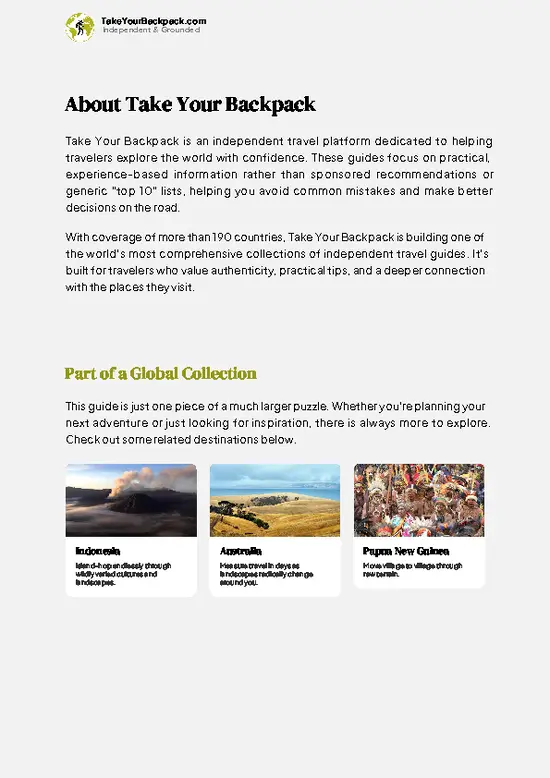example page 1 from our offline Travel Guide for Timor-Leste