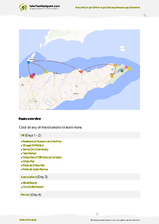 example page 4 from our offline Travel Guide for Timor-Leste