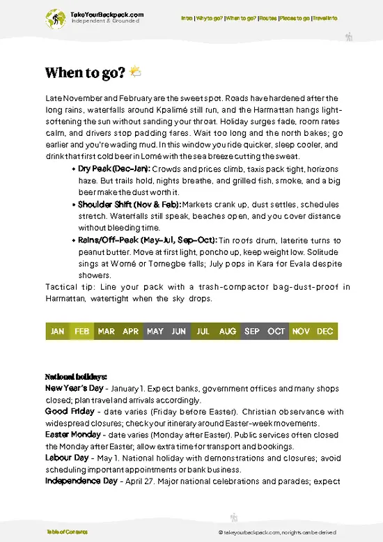 example page 3 from our offline Travel Guide for Togo
