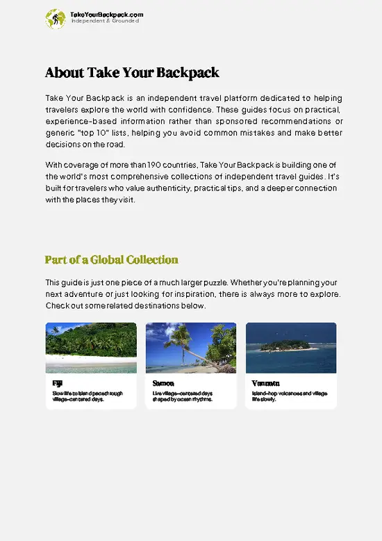 example page 1 from our offline Travel Guide for Tonga