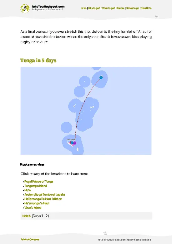example page 4 from our offline Travel Guide for Tonga