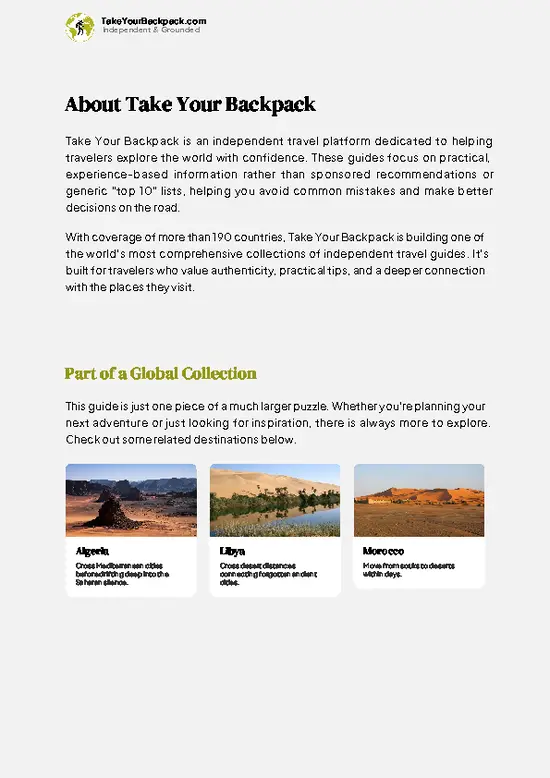example page 1 from our offline Travel Guide for Tunisia