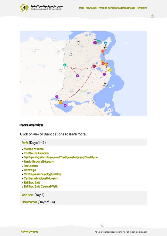 example page 4 from our offline Travel Guide for Tunisia