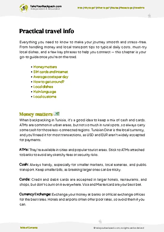 example page 7 from our offline Travel Guide for Tunisia