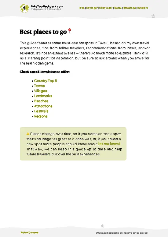 example page 5 from our offline Travel Guide for Tuvalu