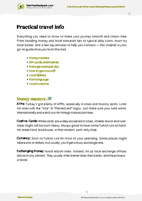 example page 7 from our offline Travel Guide for Türkiye