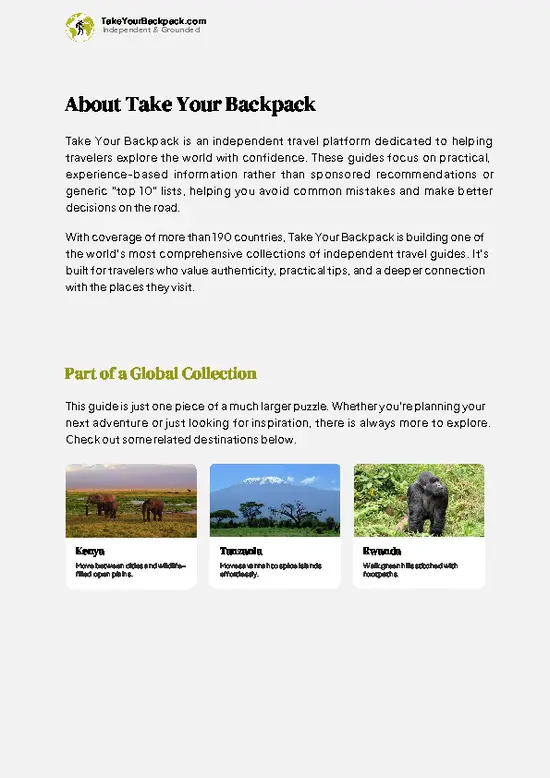 example page 1 from our offline Travel Guide for Uganda