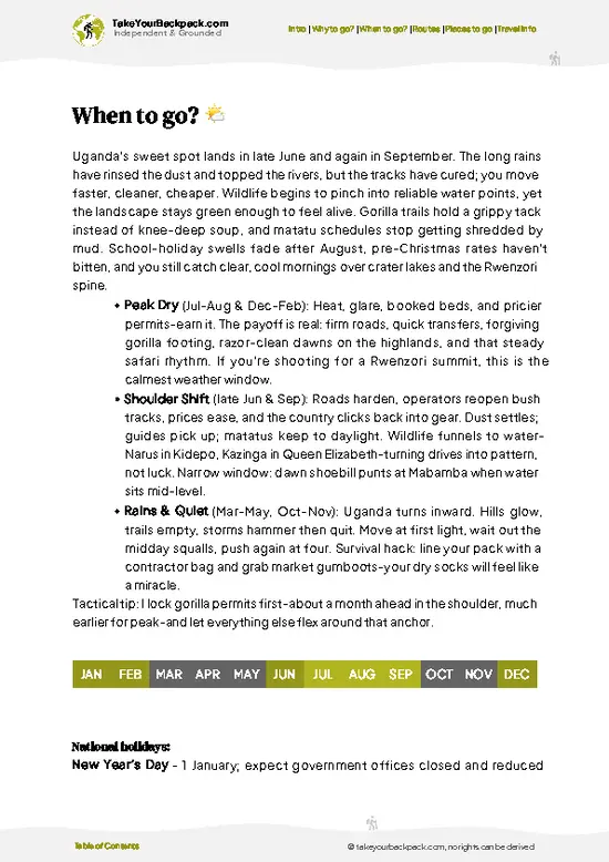 example page 3 from our offline Travel Guide for Uganda
