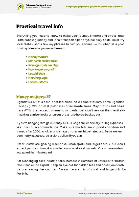 example page 7 from our offline Travel Guide for Uganda