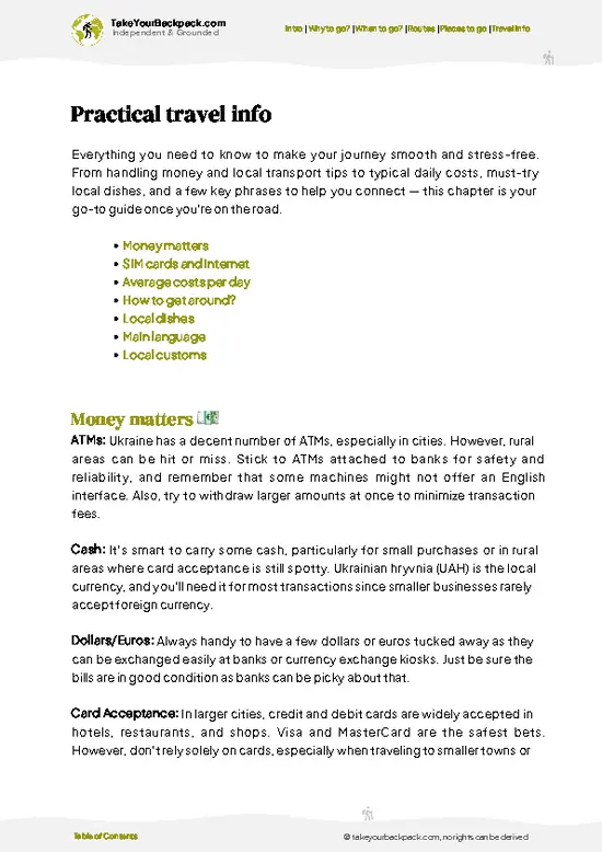 example page 7 from our offline Travel Guide for Ukraine