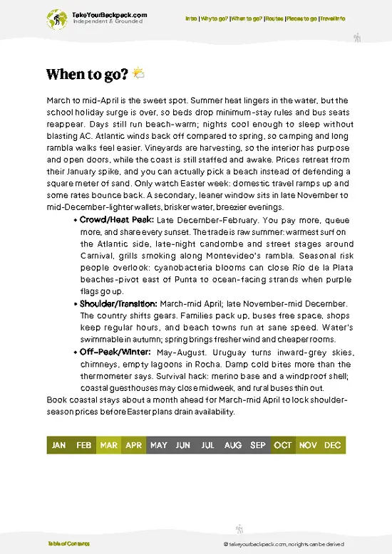 example page 3 from our offline Travel Guide for Uruguay