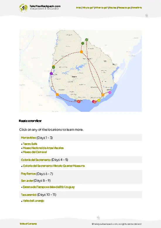 example page 4 from our offline Travel Guide for Uruguay