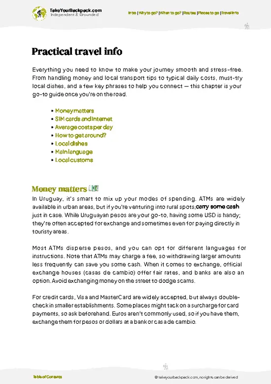 example page 7 from our offline Travel Guide for Uruguay