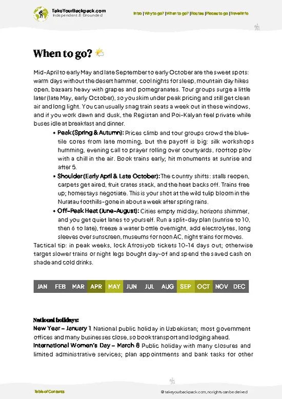example page 3 from our offline Travel Guide for Uzbekistan