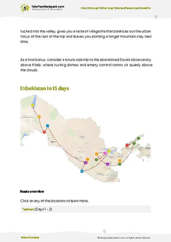 example page 4 from our offline Travel Guide for Uzbekistan