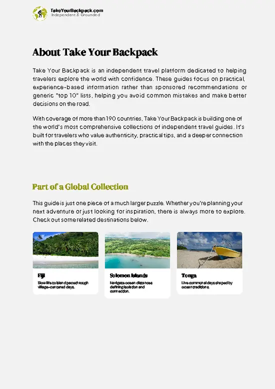 example page 1 from our offline Travel Guide for Vanuatu
