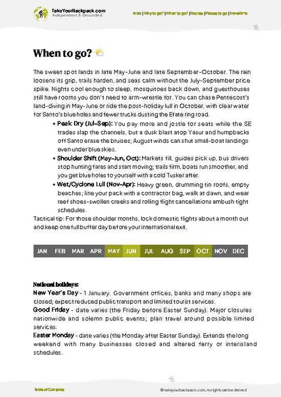 example page 3 from our offline Travel Guide for Vanuatu