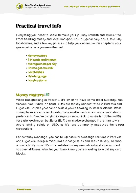 example page 7 from our offline Travel Guide for Vanuatu