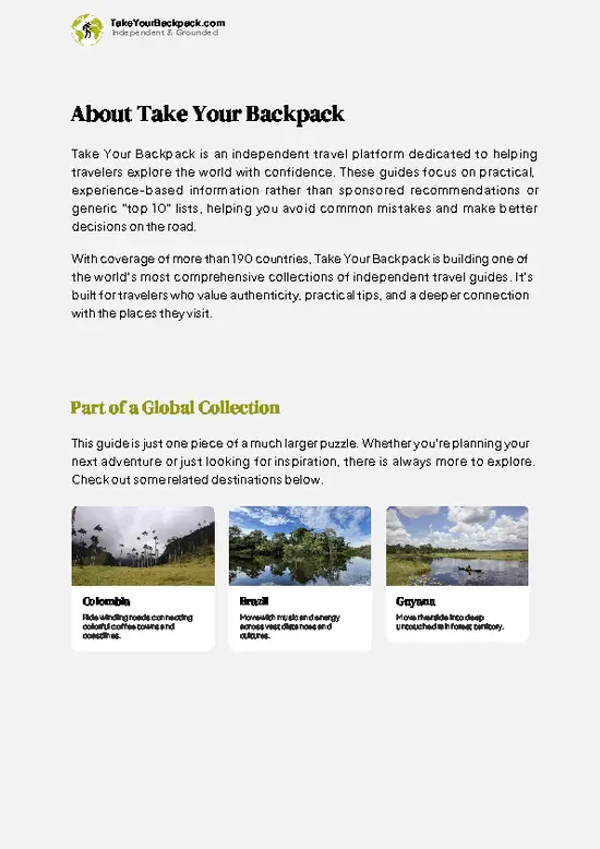 example page 1 from our offline Travel Guide for Venezuela