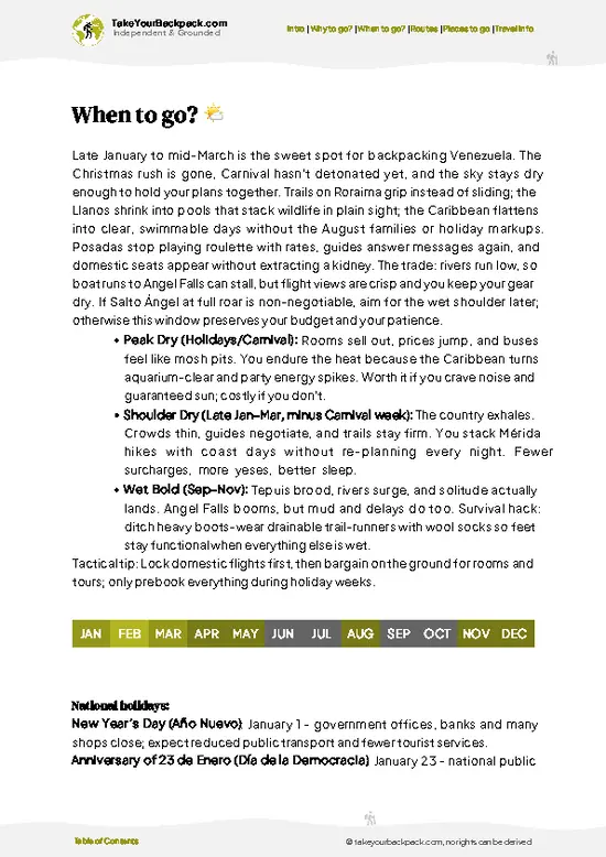 example page 3 from our offline Travel Guide for Venezuela