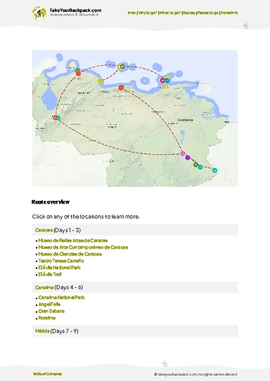 example page 4 from our offline Travel Guide for Venezuela