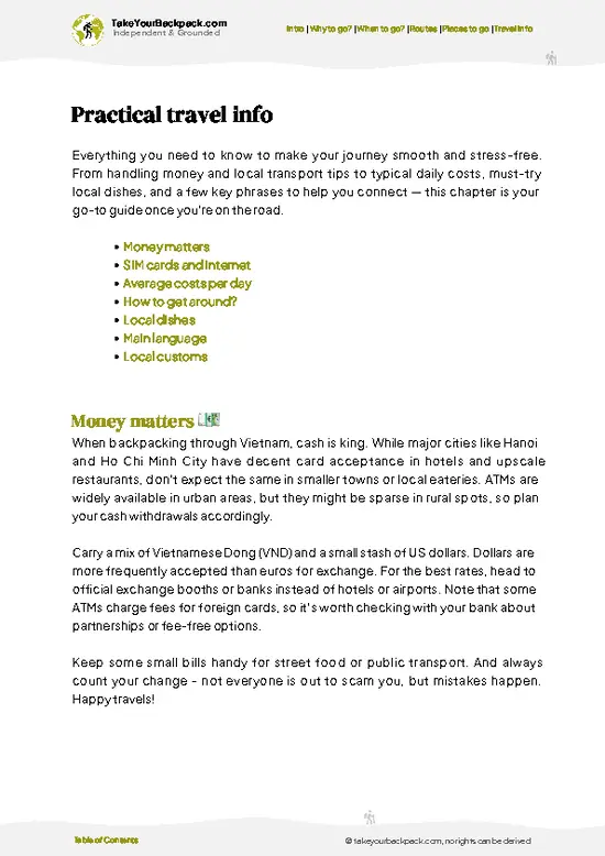 example page 7 from our offline Travel Guide for Vietnam