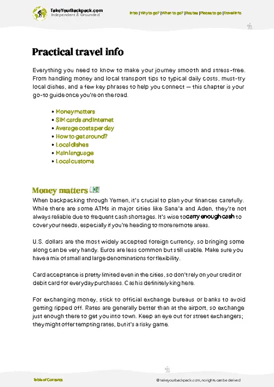 example page 7 from our offline Travel Guide for Yemen