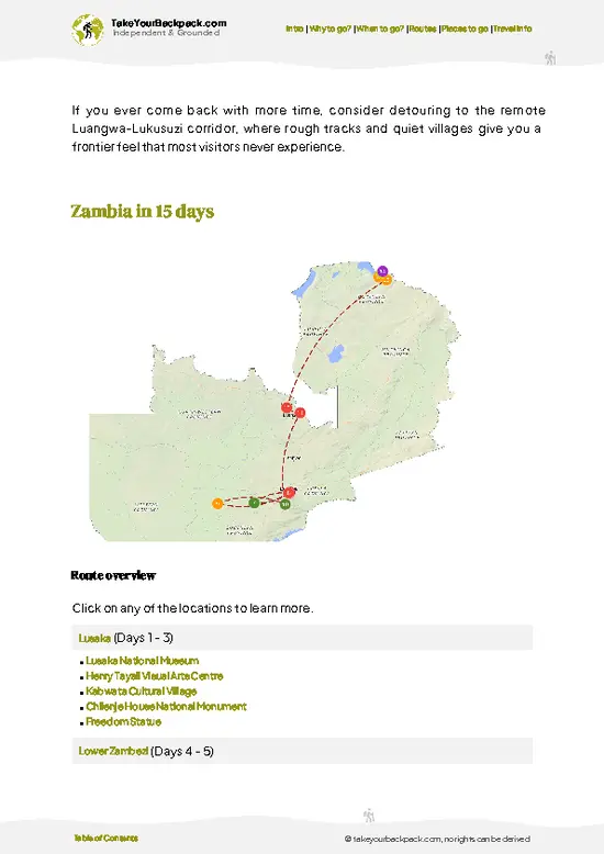 example page 4 from our offline Travel Guide for Zambia